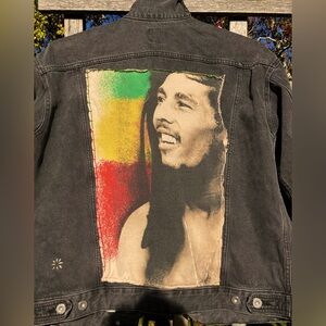 Upcycled Jean jacket with Bob Marley